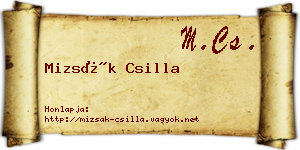 Mizsák Csilla névjegykártya